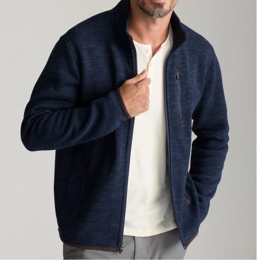 UNTUCKit Fleece Full-Zip Jacket Coat Blue Size Medium
